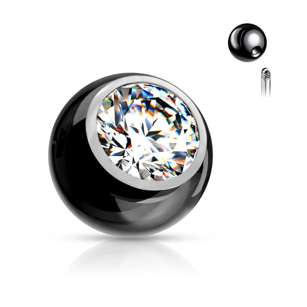 Bezel-Set Crystal Externally Threaded Bead 16g
