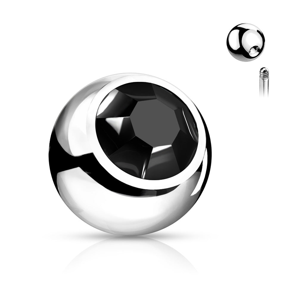 Bezel-Set Crystal Externally Threaded Bead 16g