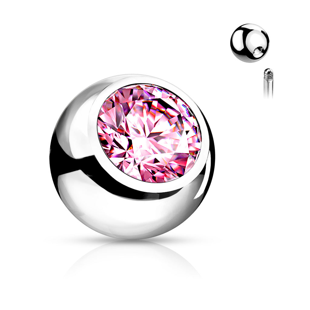 Bezel-Set Crystal Externally Threaded Bead 14g