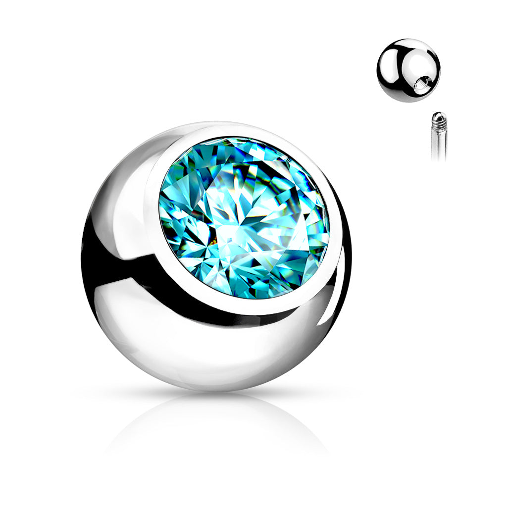 Bezel-Set Crystal Externally Threaded Bead 16g