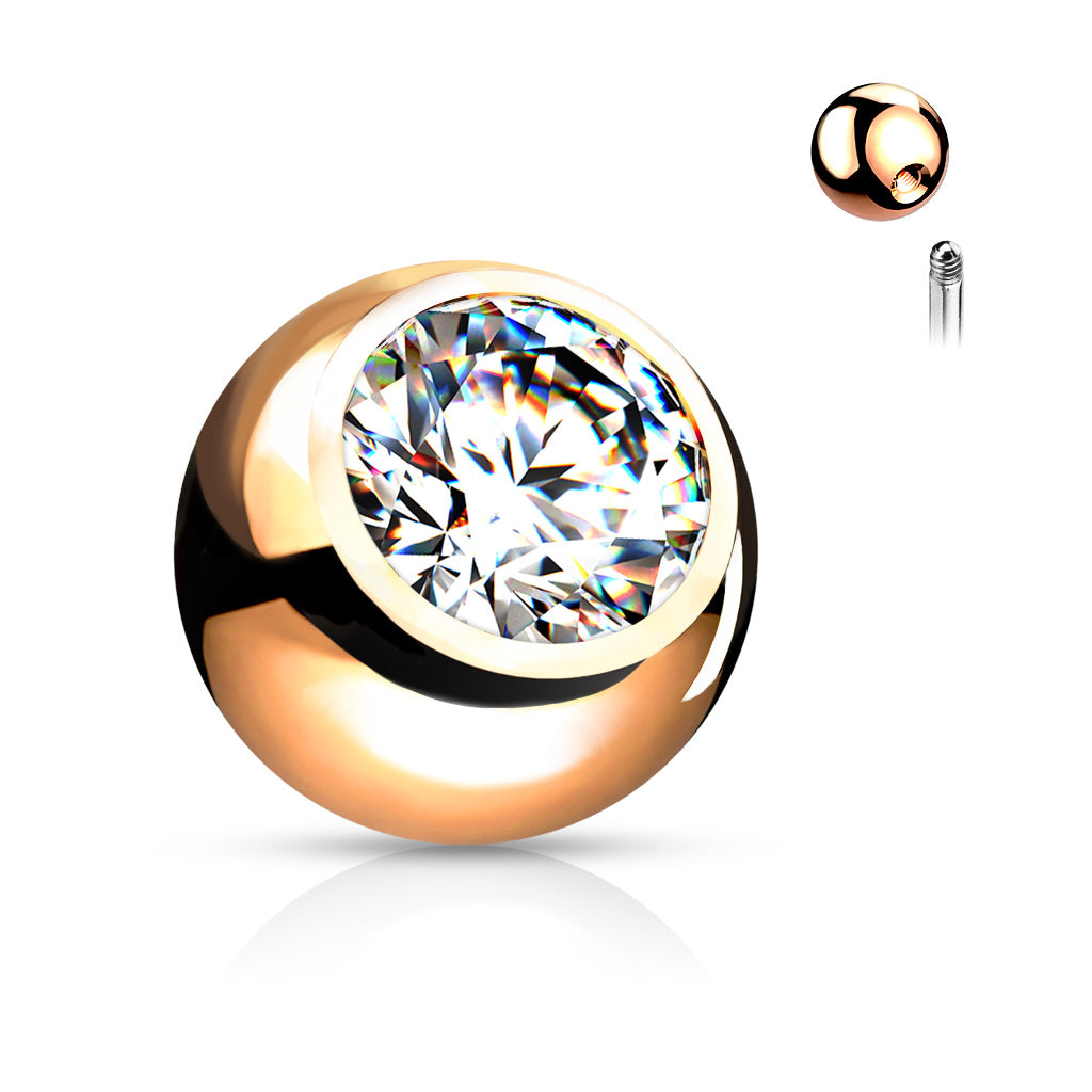 Bezel-Set Crystal Externally Threaded Bead 16g