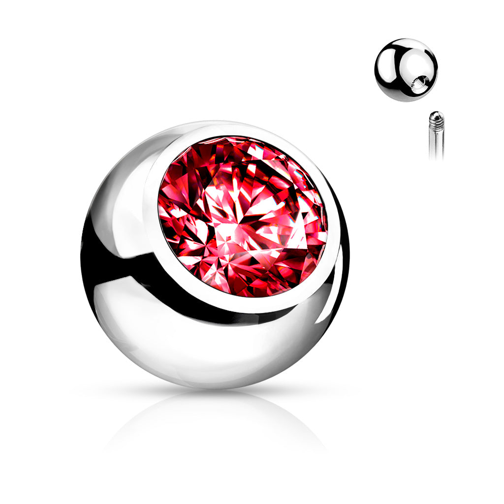 Bezel-Set Crystal Externally Threaded Bead 16g