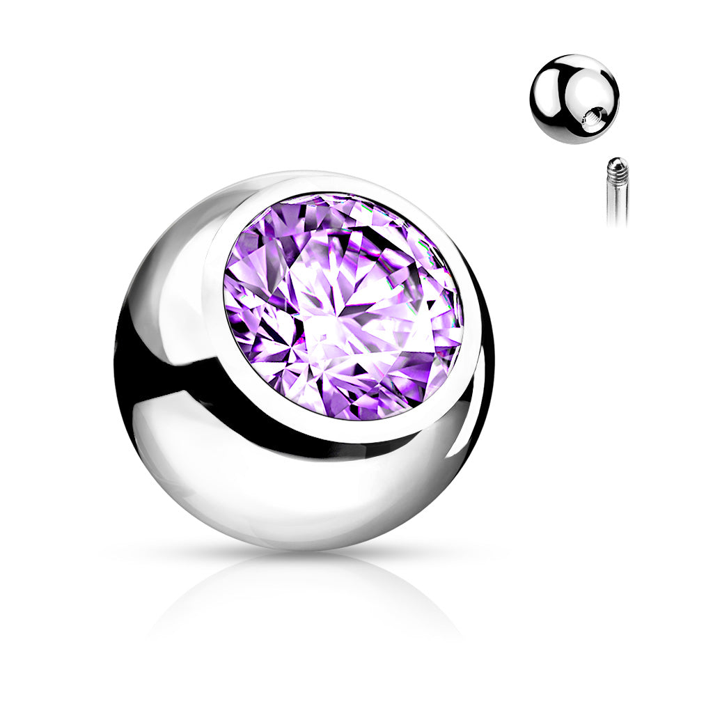 Bezel-Set Crystal Externally Threaded Bead 16g