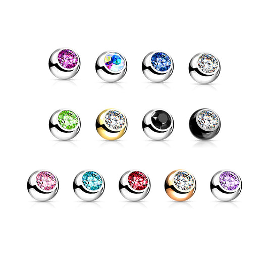 Bezel-Set Crystal Externally Threaded Bead 14g