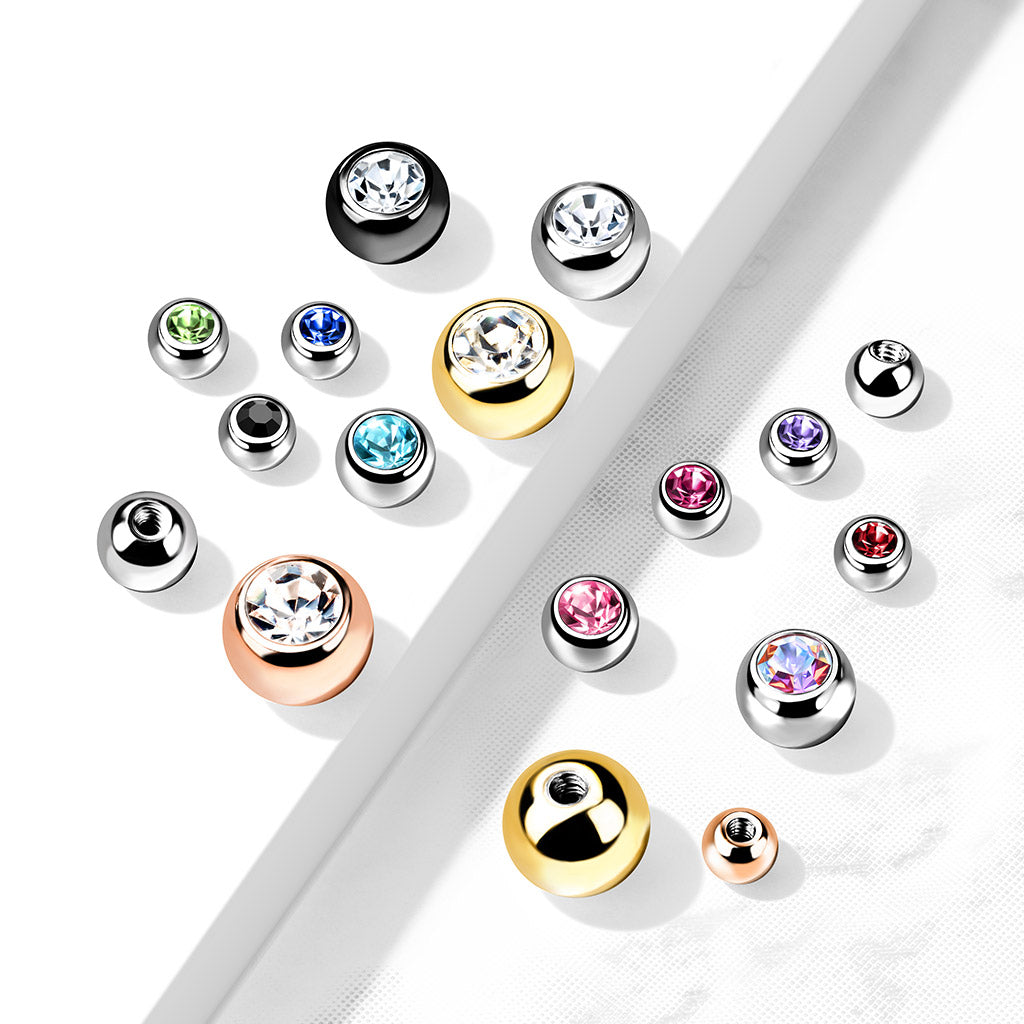 Bezel-Set Crystal Externally Threaded Bead 16g