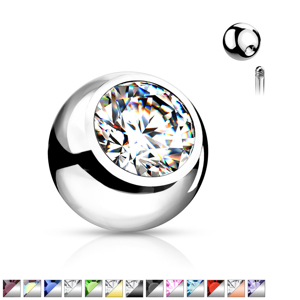 Bezel-Set Crystal Externally Threaded Bead 16g