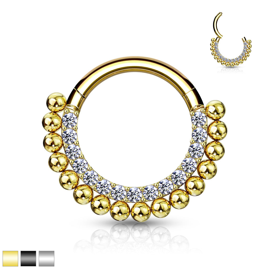 Premium Crystal Dotwork Dual-Row Segment Ring 16g