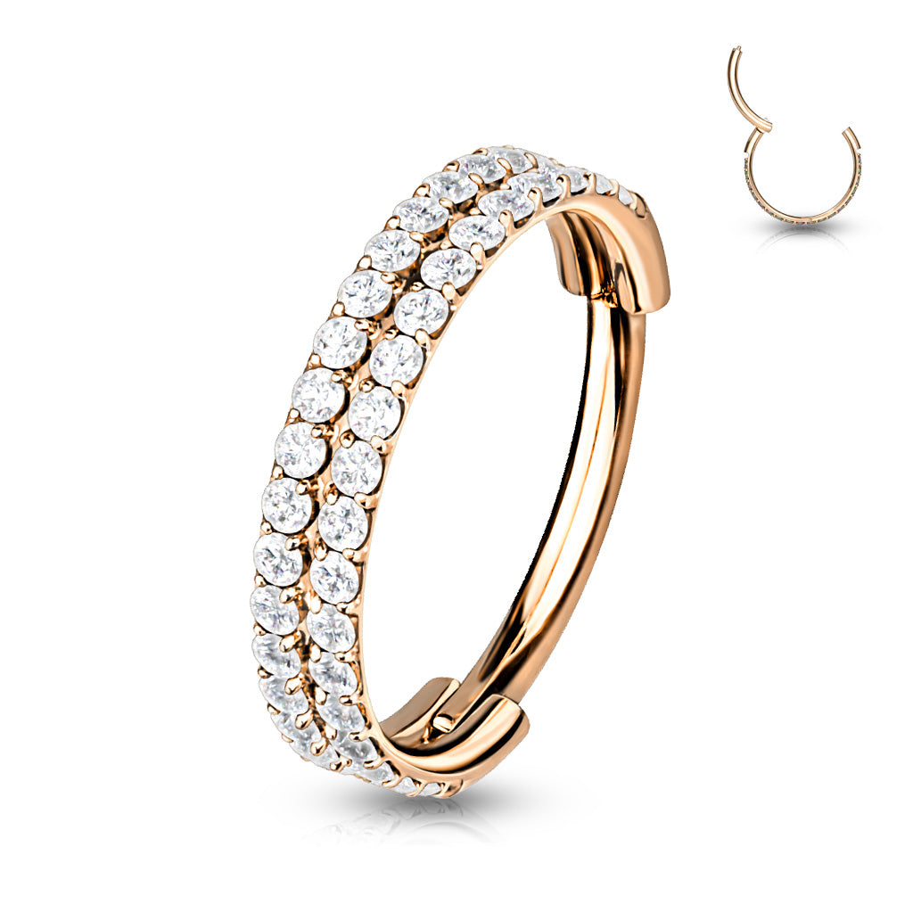 Premium Double Crystal Edge Segment Ring 16g