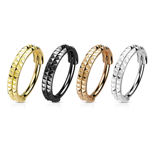 Premium Textured Edge Hinged Segment Ring 16g