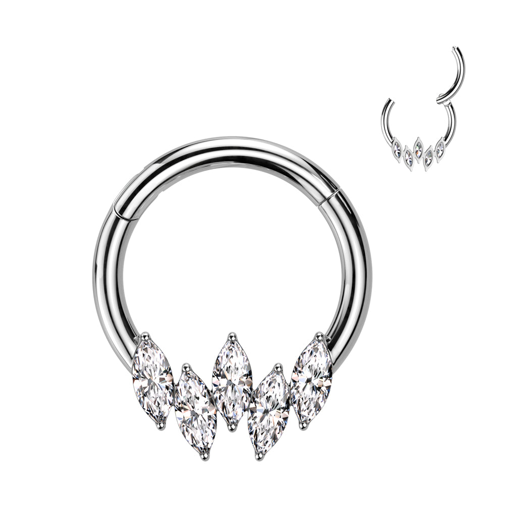 Premium Claw-Set Marquise Crystal Segment Ring 16g