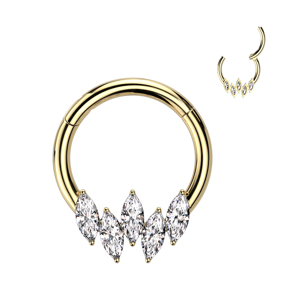 Premium Claw-Set Marquise Crystal Segment Ring 16g