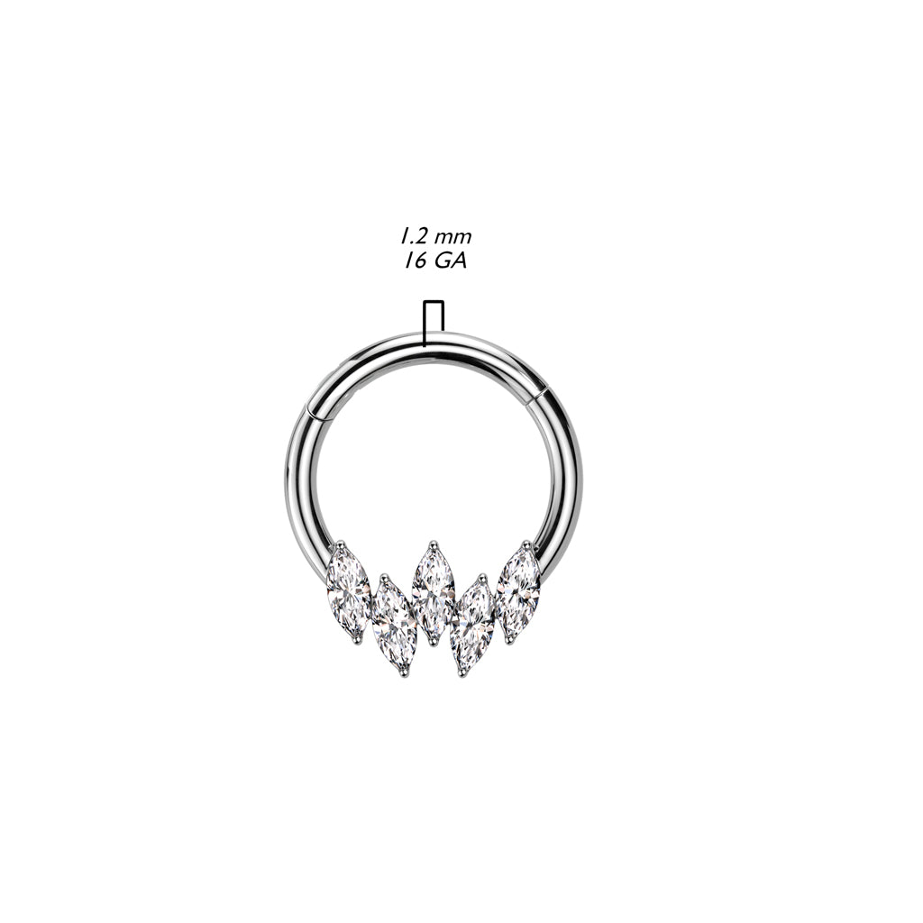Premium Claw-Set Marquise Crystal Segment Ring 16g