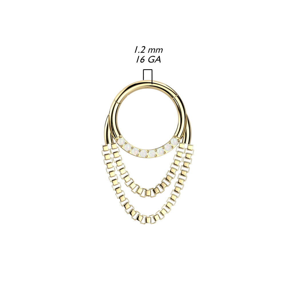 Premium Crystal + Double Chain Segment Ring 16g