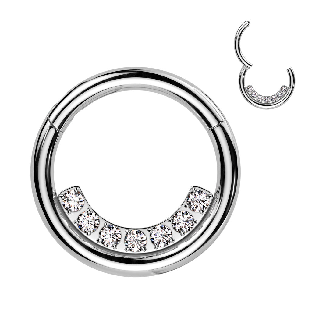 PREMIUM Interior Crystal Hinged Segment Ring 16g