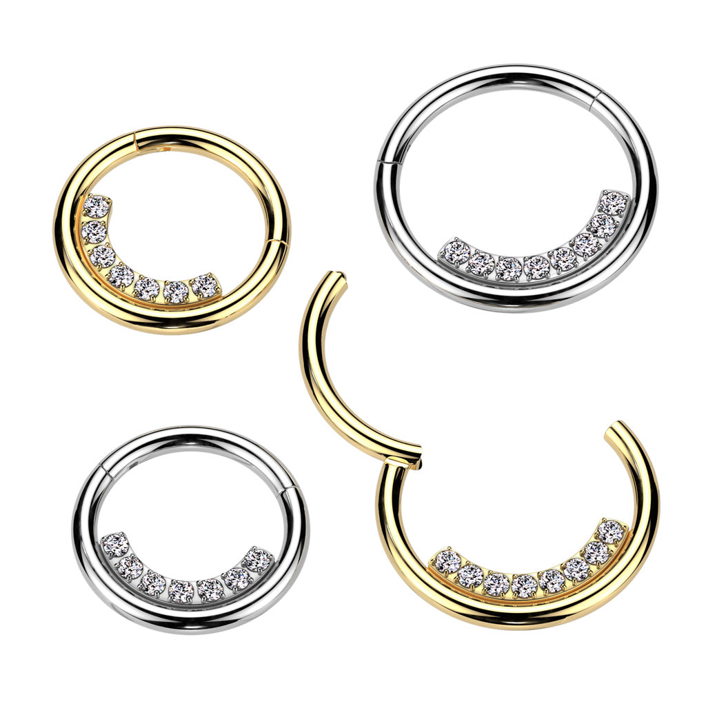PREMIUM Interior Crystal Hinged Segment Ring 16g