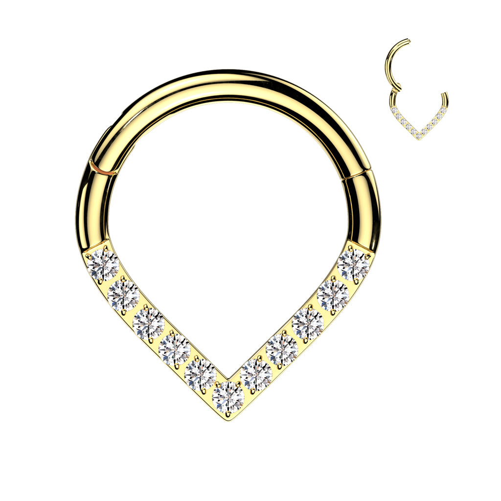 Premium Crystal Triangle Segment Ring 16g