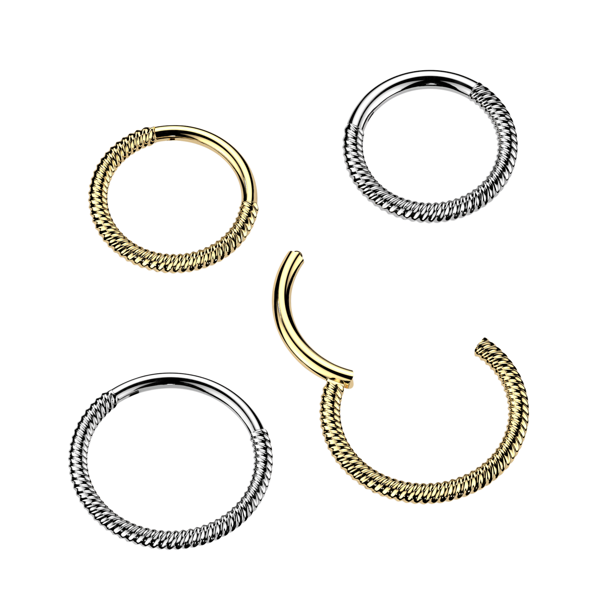 Premium Braided Twist Hinged Segment Ring 18g - 16g