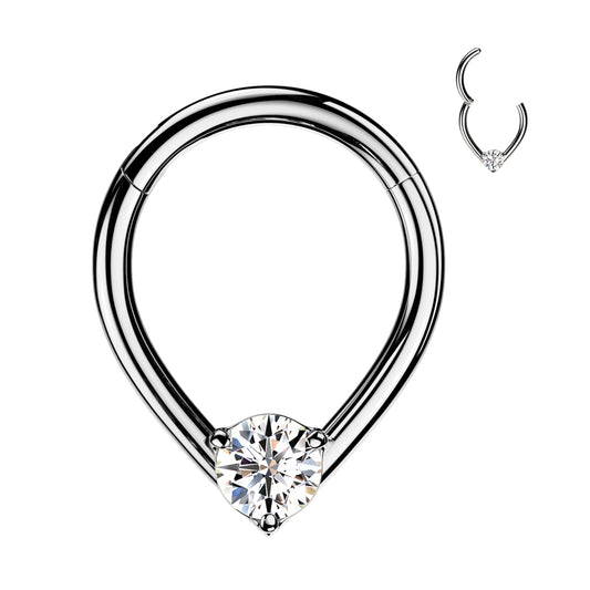 PREMIUM Almond Crystal Hinged Segment Ring 16g
