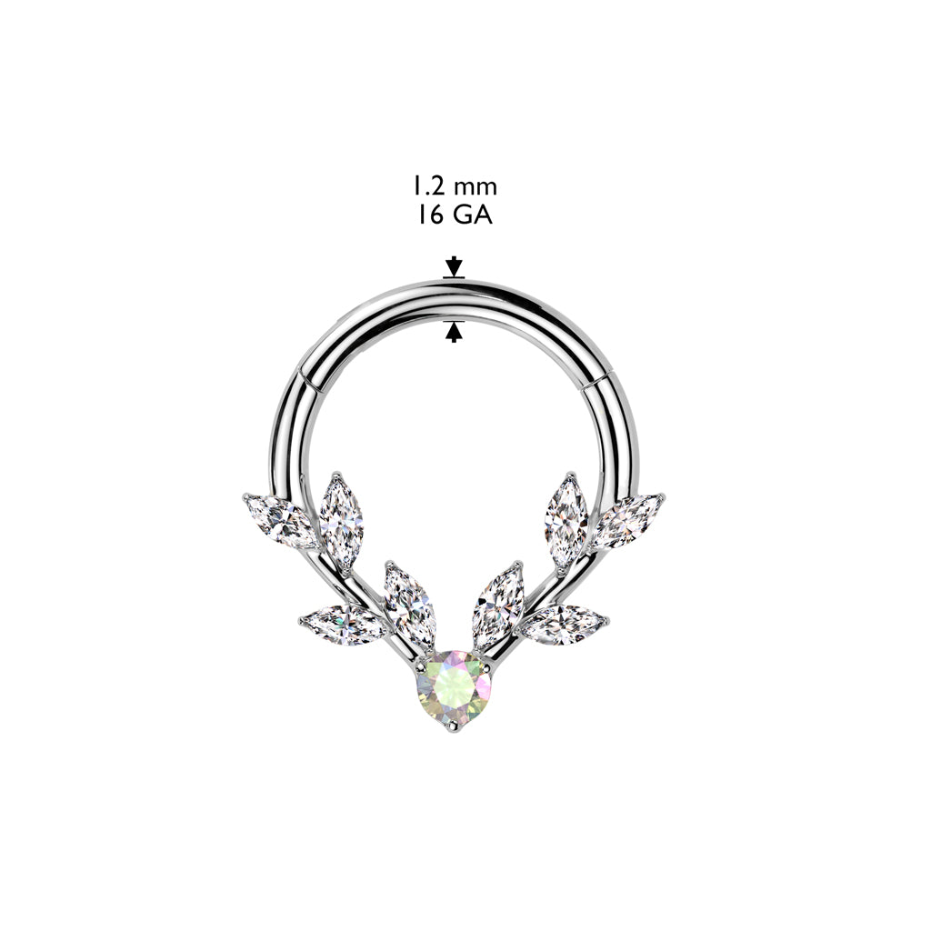 Premium Marquise Branch & Iridescent Crystal Hinged Segment Ring 16g