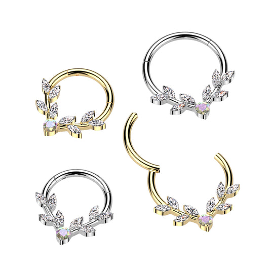Premium Marquise Branch & Iridescent Crystal Hinged Segment Ring 16g