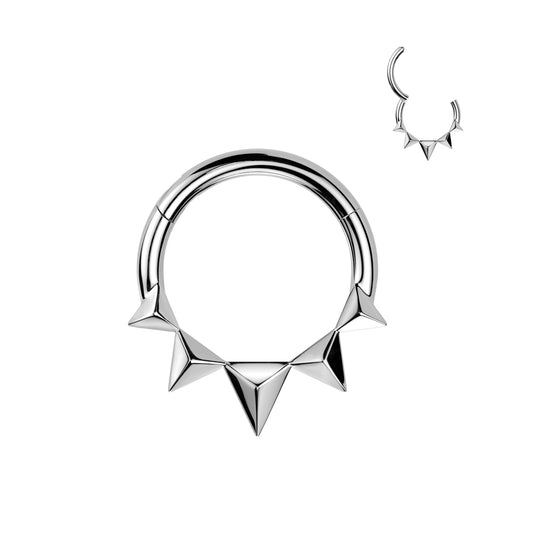 PREMIUM Textured Spike Hinged Segment Ring 16g