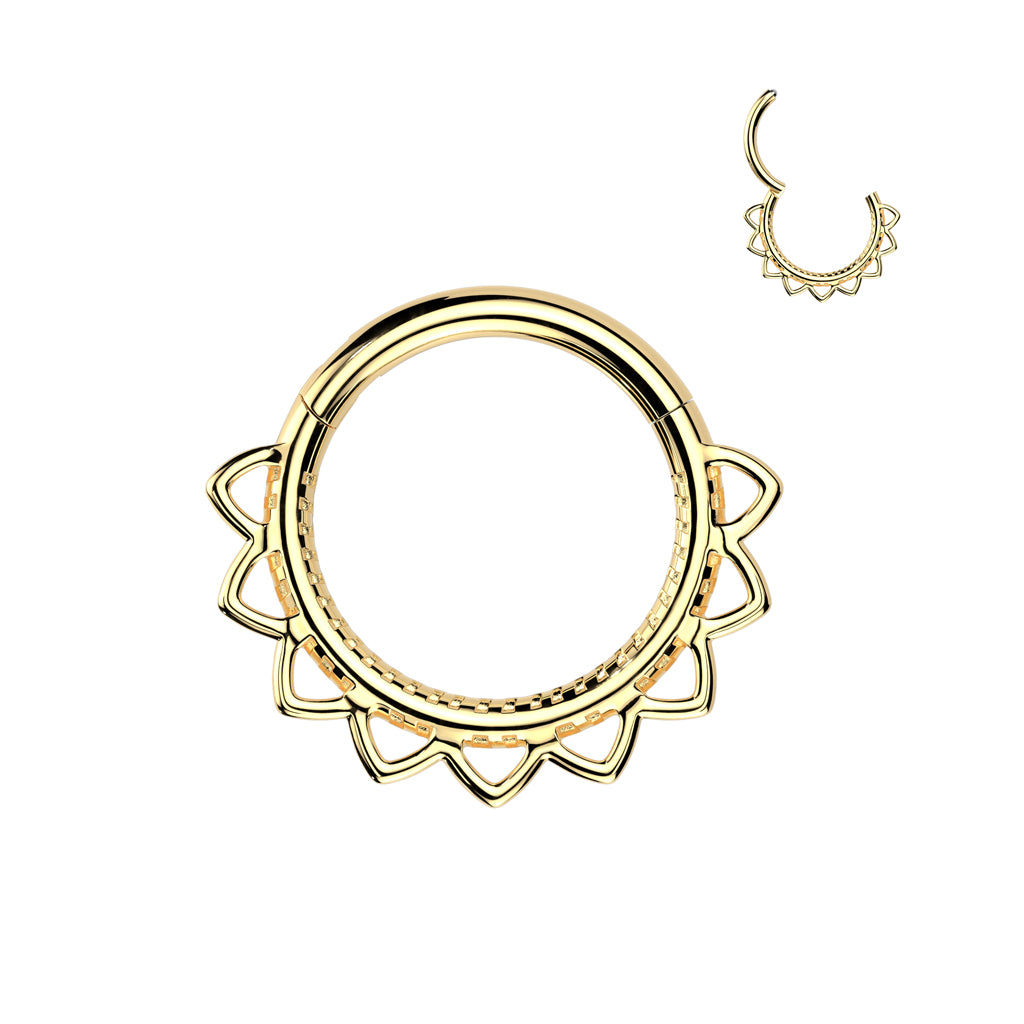 Premium Cutout Lotus Petal Hinged Segment Ring 16g