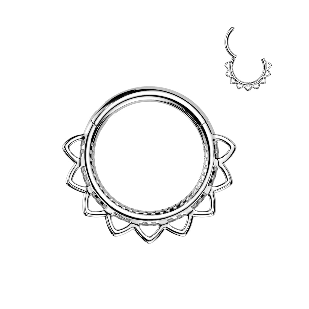 Premium Cutout Lotus Petal Hinged Segment Ring 16g