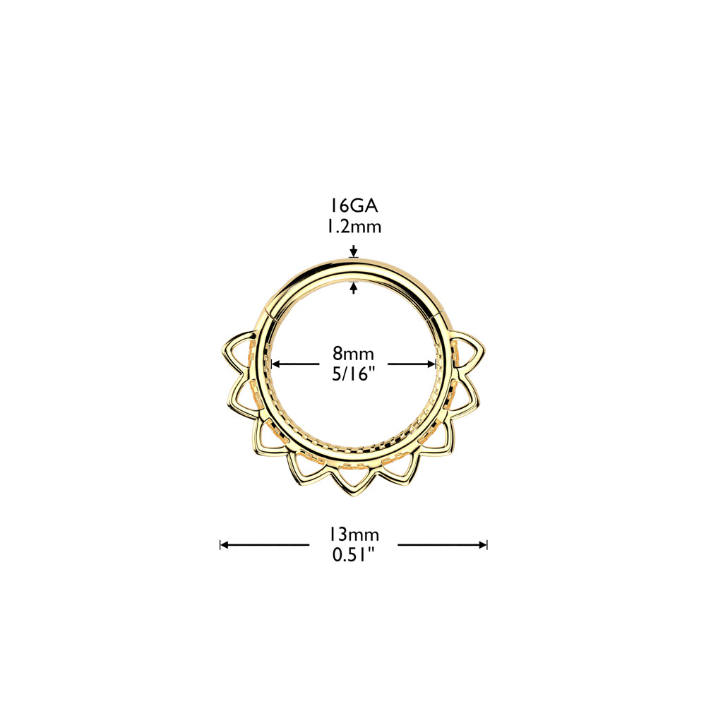 Premium Cutout Lotus Petal Hinged Segment Ring 16g