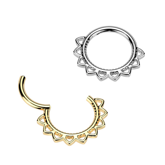 Premium Cutout Lotus Petal Hinged Segment Ring 16g