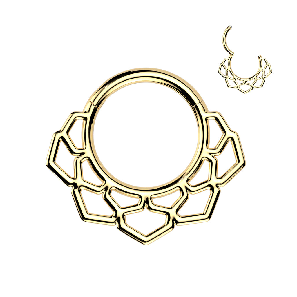 Premium Geometric Lotus Hinged Segment Ring 16g