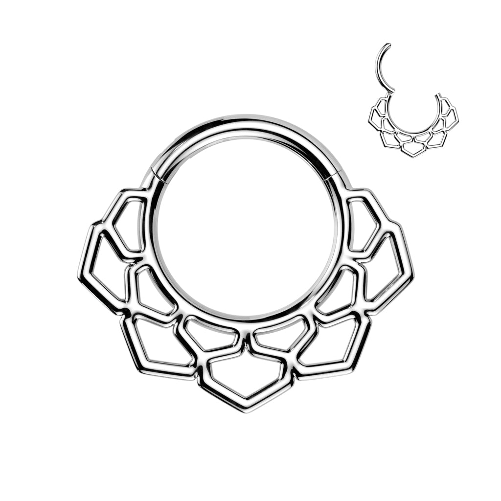 Premium Geometric Lotus Hinged Segment Ring 16g