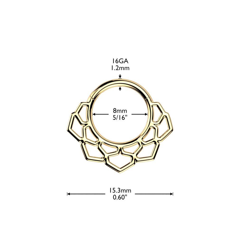 Premium Geometric Lotus Hinged Segment Ring 16g