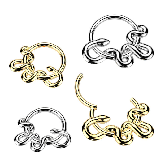 Premium Coiled Snake Hinged Segment Ring 16g