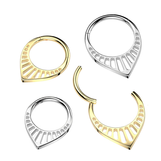 Premium Slotted Shield V-Point Hinged Segment Ring 16g