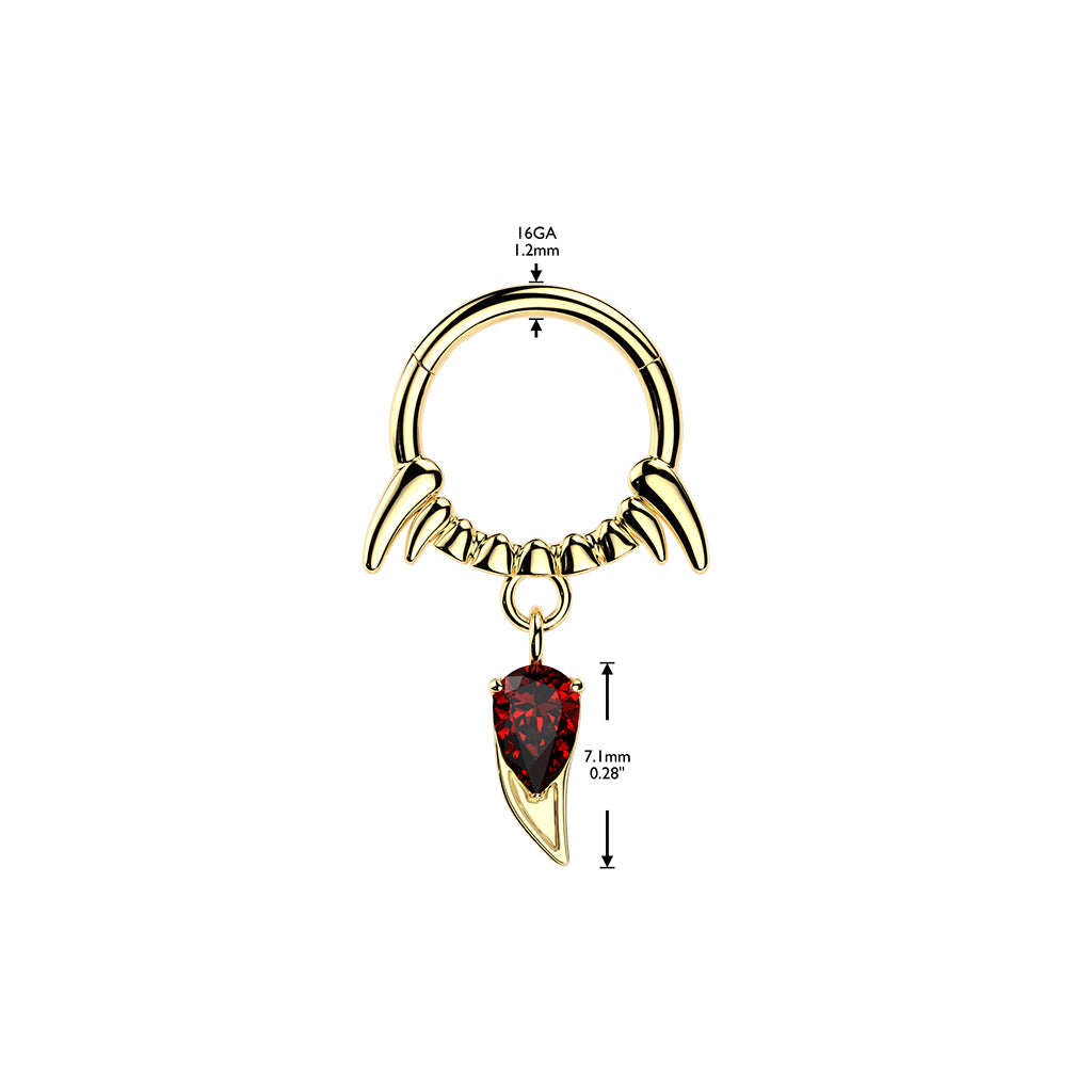 Premium Gothic Vampire Hinged Segment Ring 16g