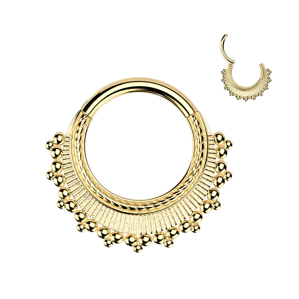 Premium Tribal Braided Beaded Hinged Segment Ring 16g