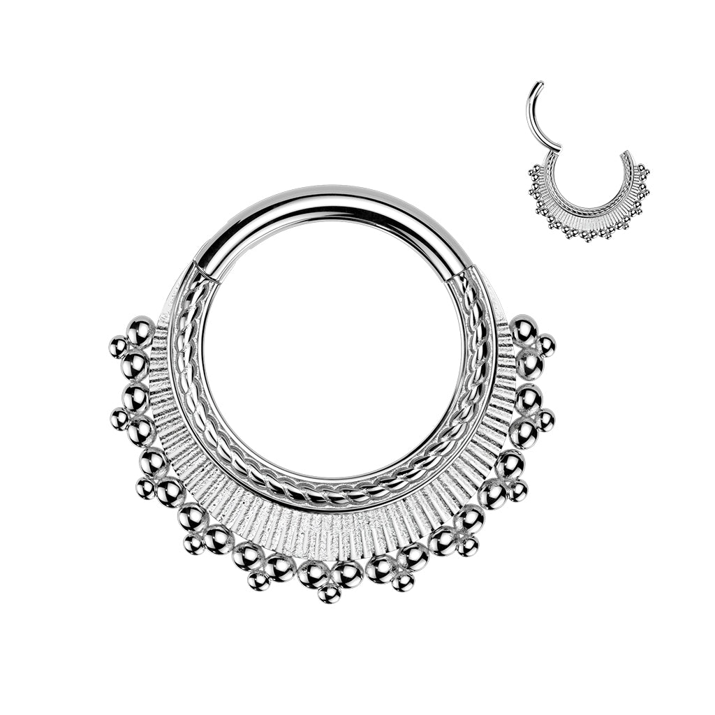 Premium Tribal Braided Beaded Hinged Segment Ring 16g