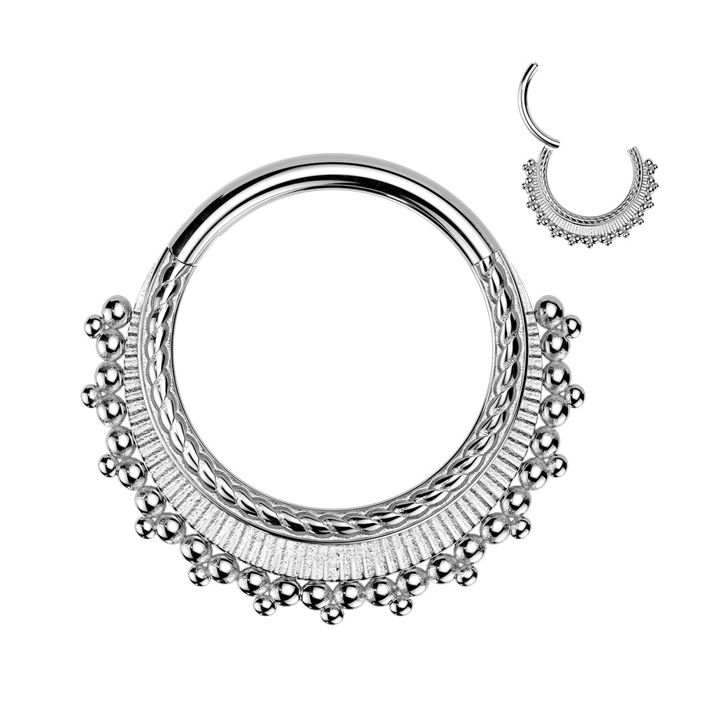 Premium Tribal Braided Beaded Hinged Segment Ring 16g
