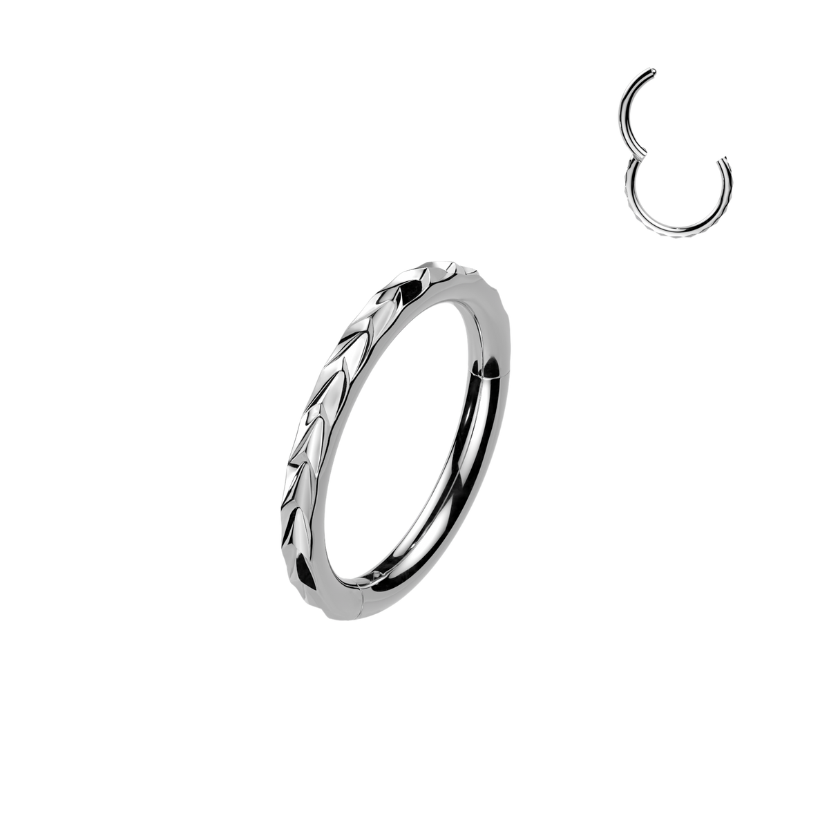 Premium Engraved Chevron Hinged Segment Ring 20g - 16g