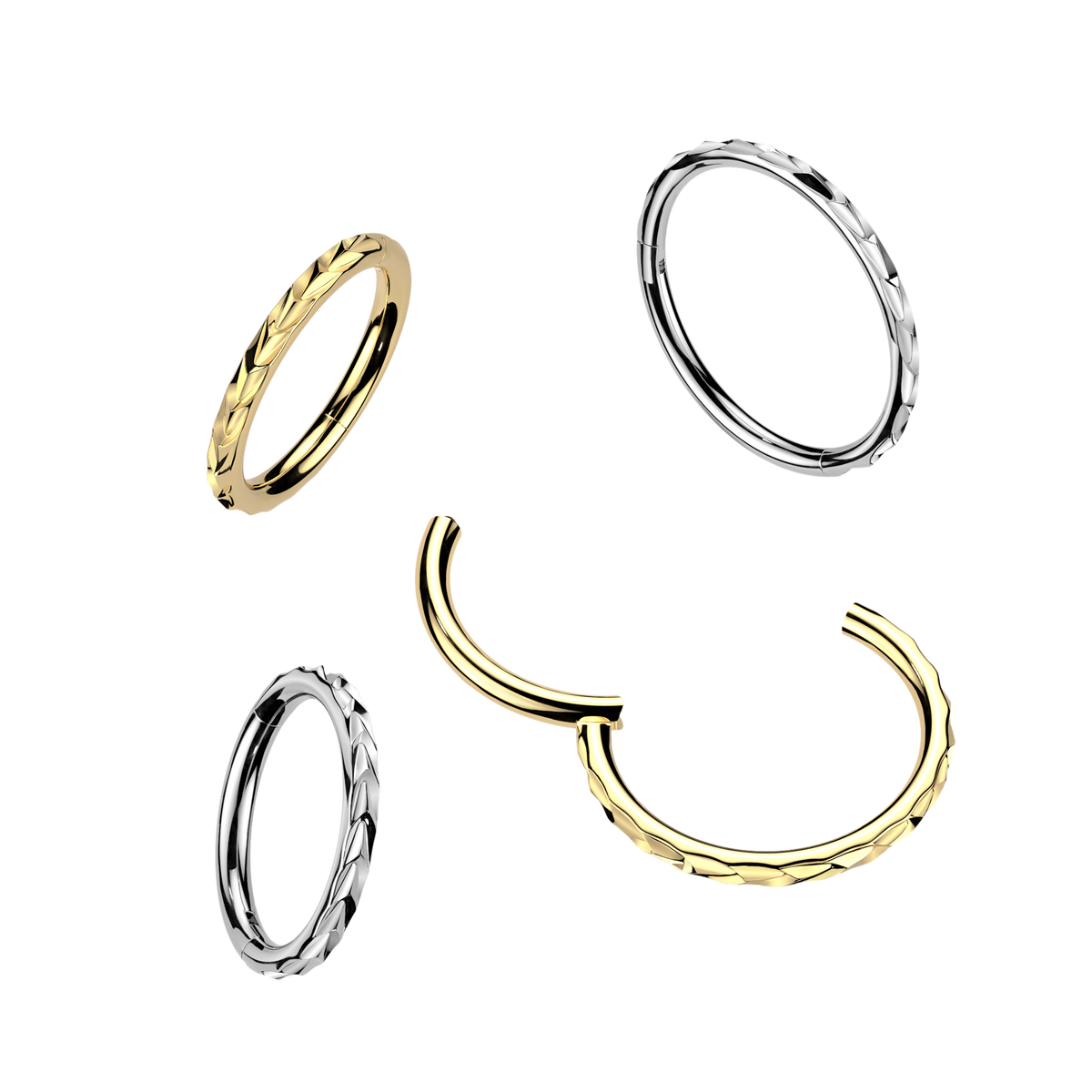 Premium Engraved Chevron Hinged Segment Ring 20g - 16g