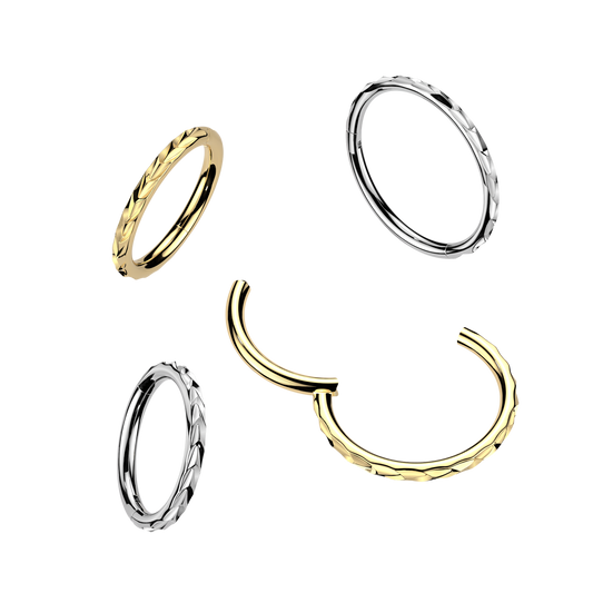 Premium Engraved Chevron Hinged Segment Ring 20g - 16g