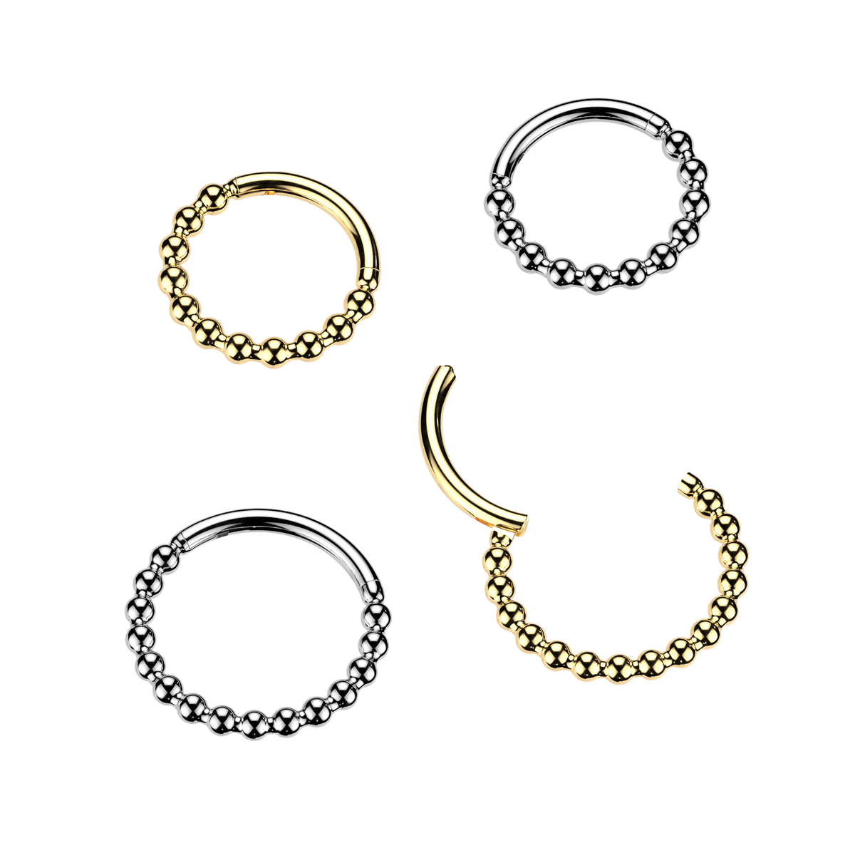 Premium Continuous Beaded Hinged Segment Ring 20g - 16g