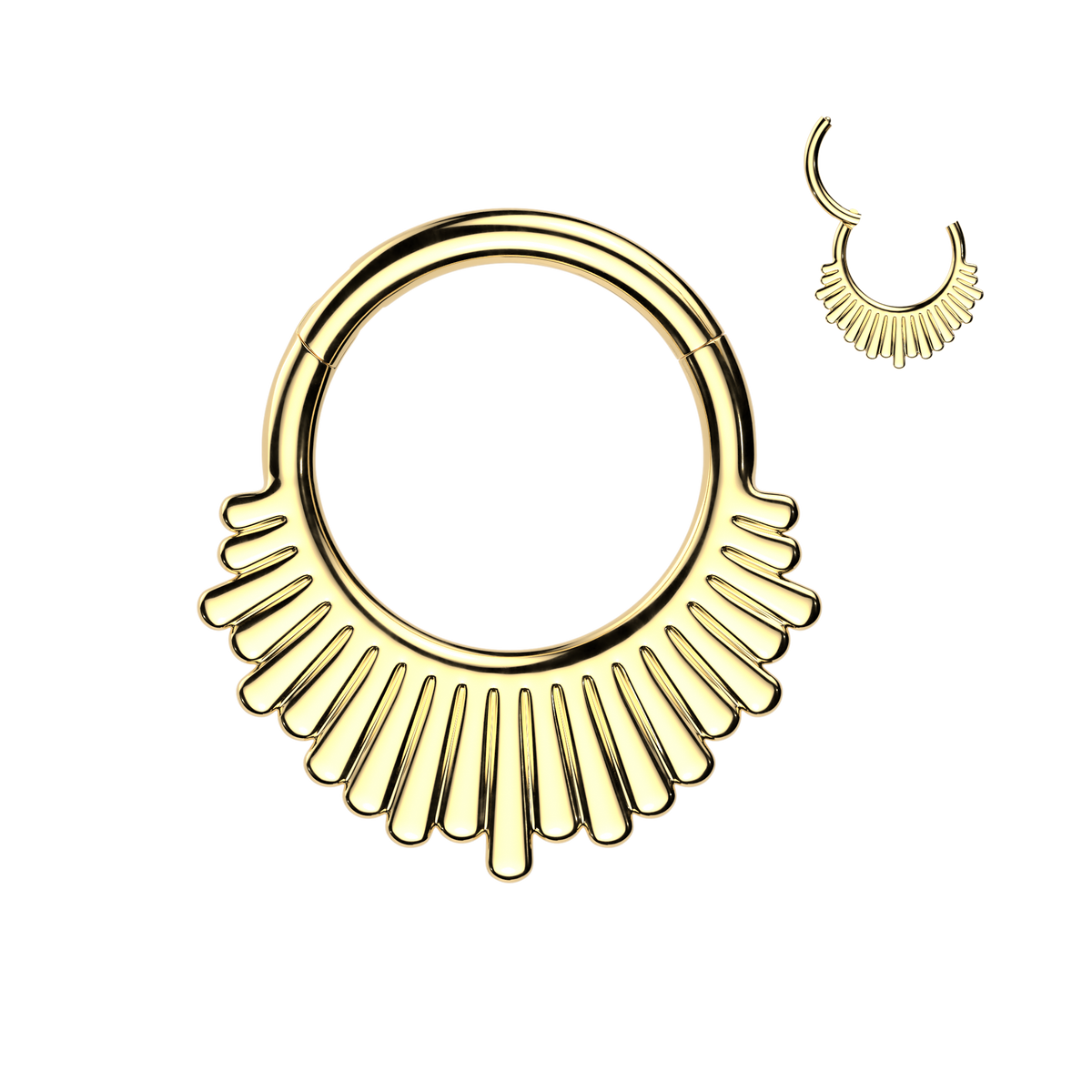 Premium Radiating Sunburst Hinged Segment Ring 16g