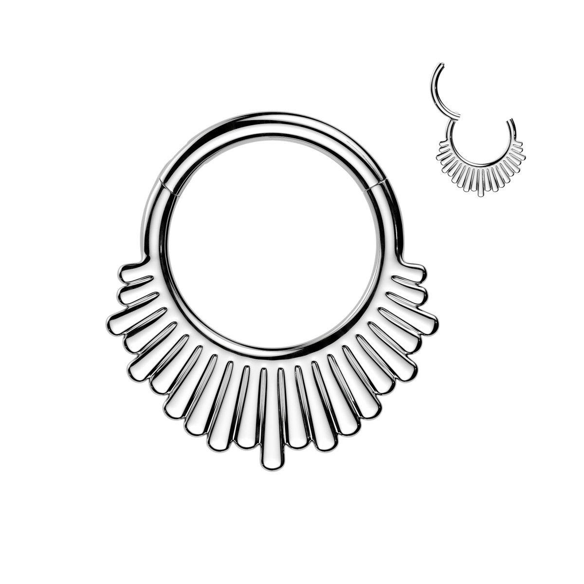 Premium Radiating Sunburst Hinged Segment Ring 16g