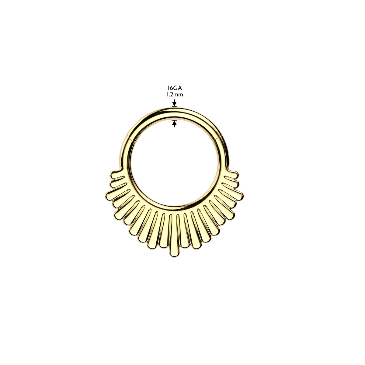 Premium Radiating Sunburst Hinged Segment Ring 16g