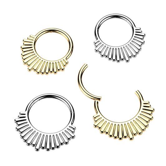 Premium Radiating Sunburst Hinged Segment Ring 16g