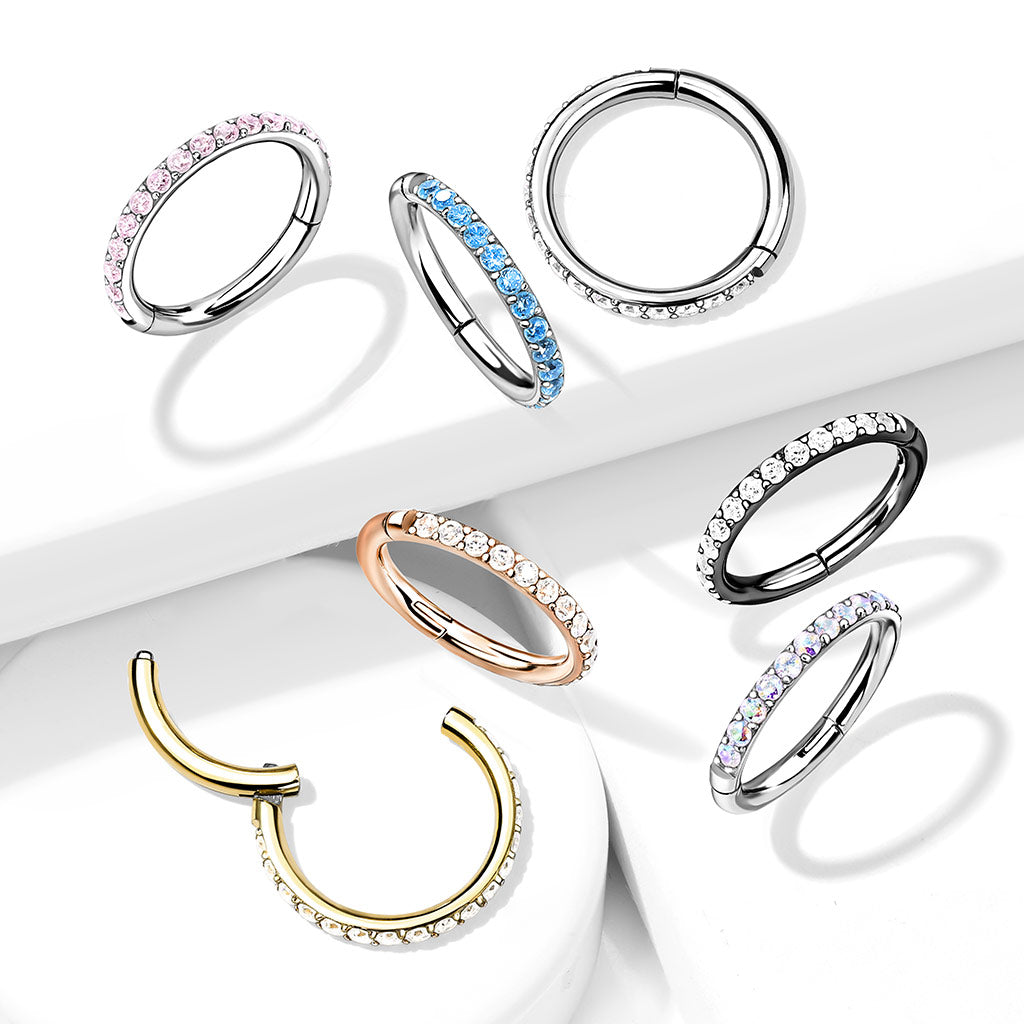 Premium Crystal Edge Hinged Segment Ring 16g
