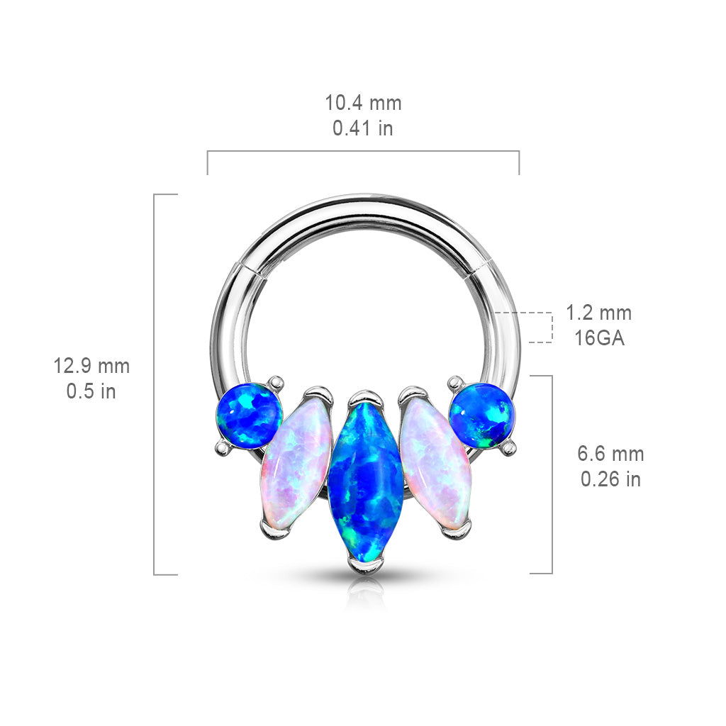 PREMIUM Patterned Opal Hinged Segment Ring 16g