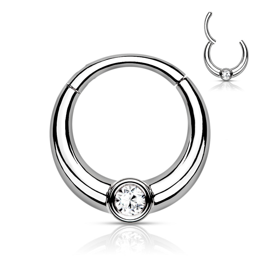 Premium Large Crystal Hinged Segment Ring 16g