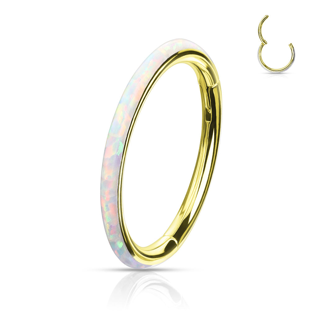 Premium Fire Opal Series Hinged Segment Ring 16g
